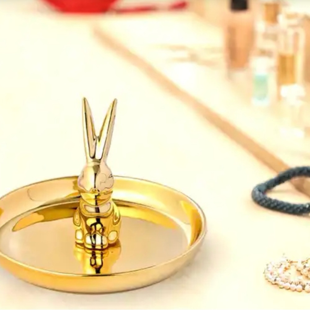 CLOSEOUT - Gold Tray with Bunny. NWT